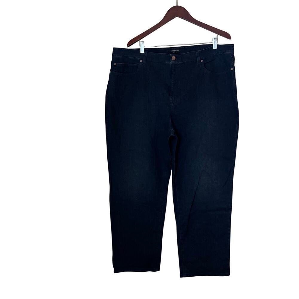 Eileen Fisher Dark Wash Denim Straight Leg Jeans Blue High Waist Organic Cotton